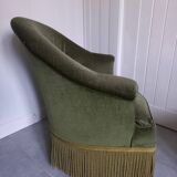 Green velvet toad armchair
