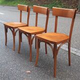 Set of 3 curved wood bistro chairs