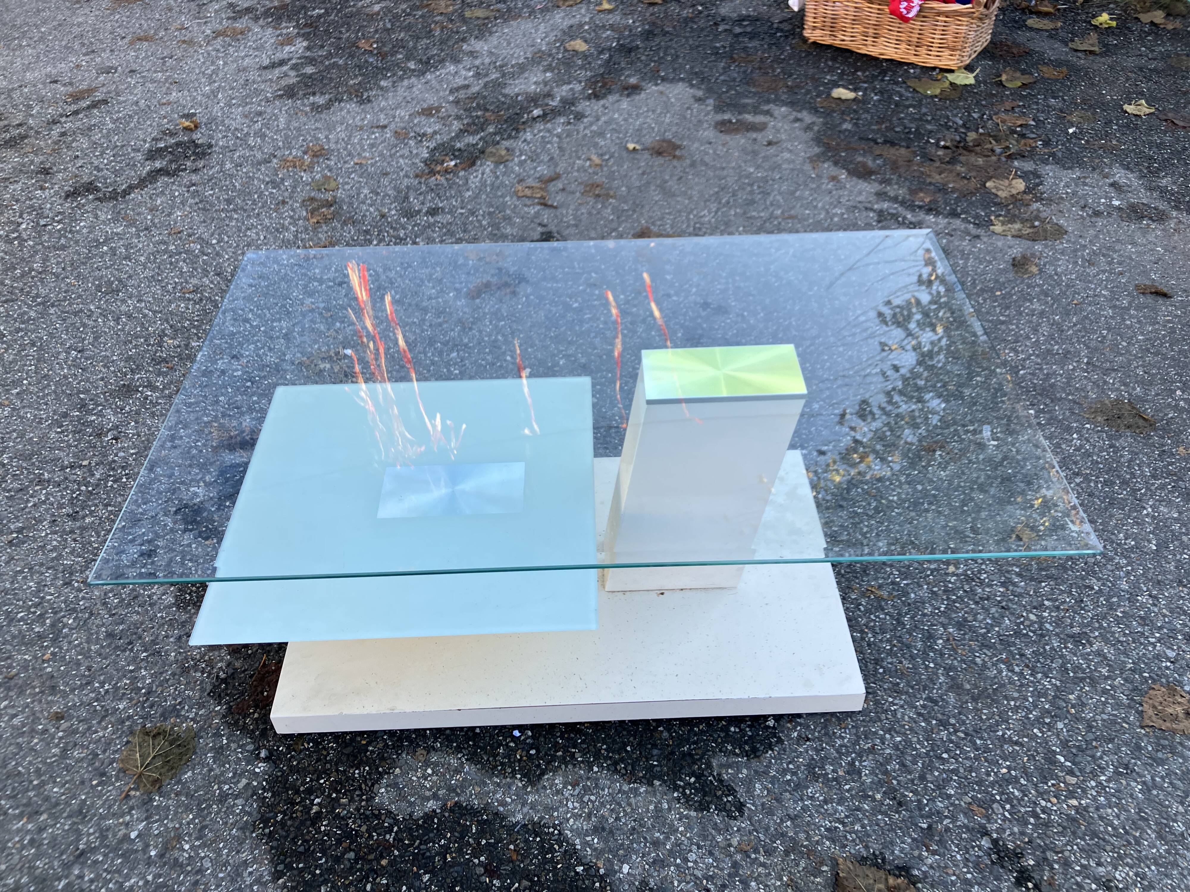 Glass coffee table
