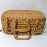 small vintage rattan suitcase