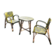 Ensemble table et fauteuils rotin et scoubidou