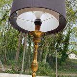 Vintage candle holder lamp in gilded bronze from the 19th century.