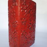 Red ceramic vase Scheurich Germany 70s