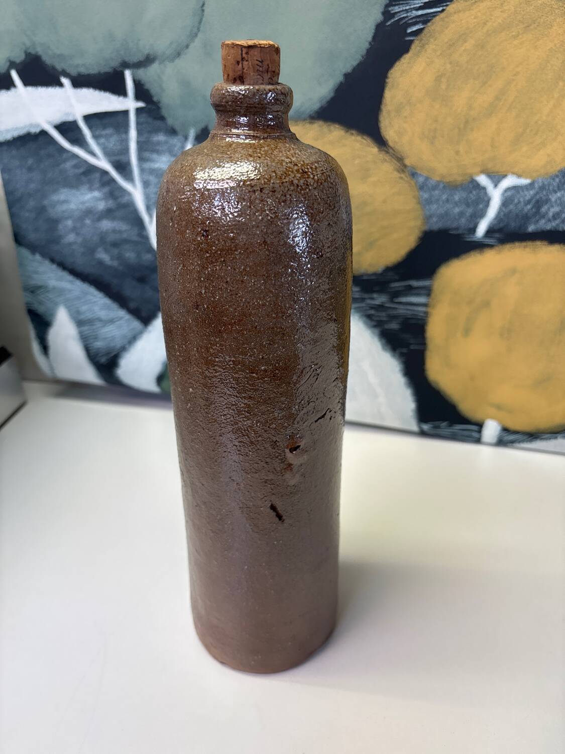Antique grey stoneware bottle