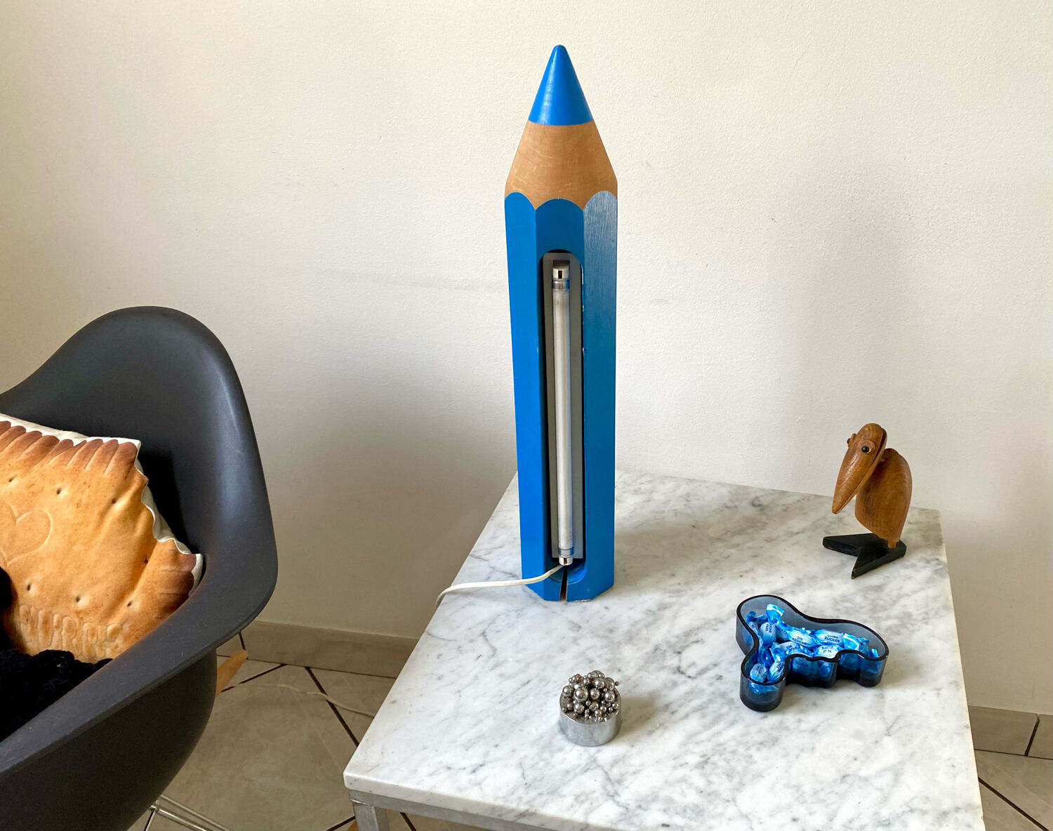 Stone pencil lamp Sala for Vilac Vintage minimalist 80s
