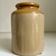 Pot à moutarde en grès émaillé ocre et beige
