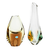 Two 1960s crystal glass vases by Miroslav Klinger for Bohemia Glass