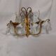 Antique wall lamp in gilded metal with cut crystal tassels