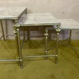 Brass and marble trundle table
