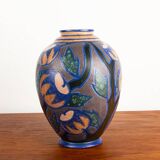 Magnificent Art Nouveau vase with multicolored floral motifs Revernay 1910.