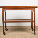 Rolling table, service, Danish expandable and double-level, teak 1960.