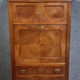 Rare Biedermeier guillotine secretary, made of walnut and marquetry.