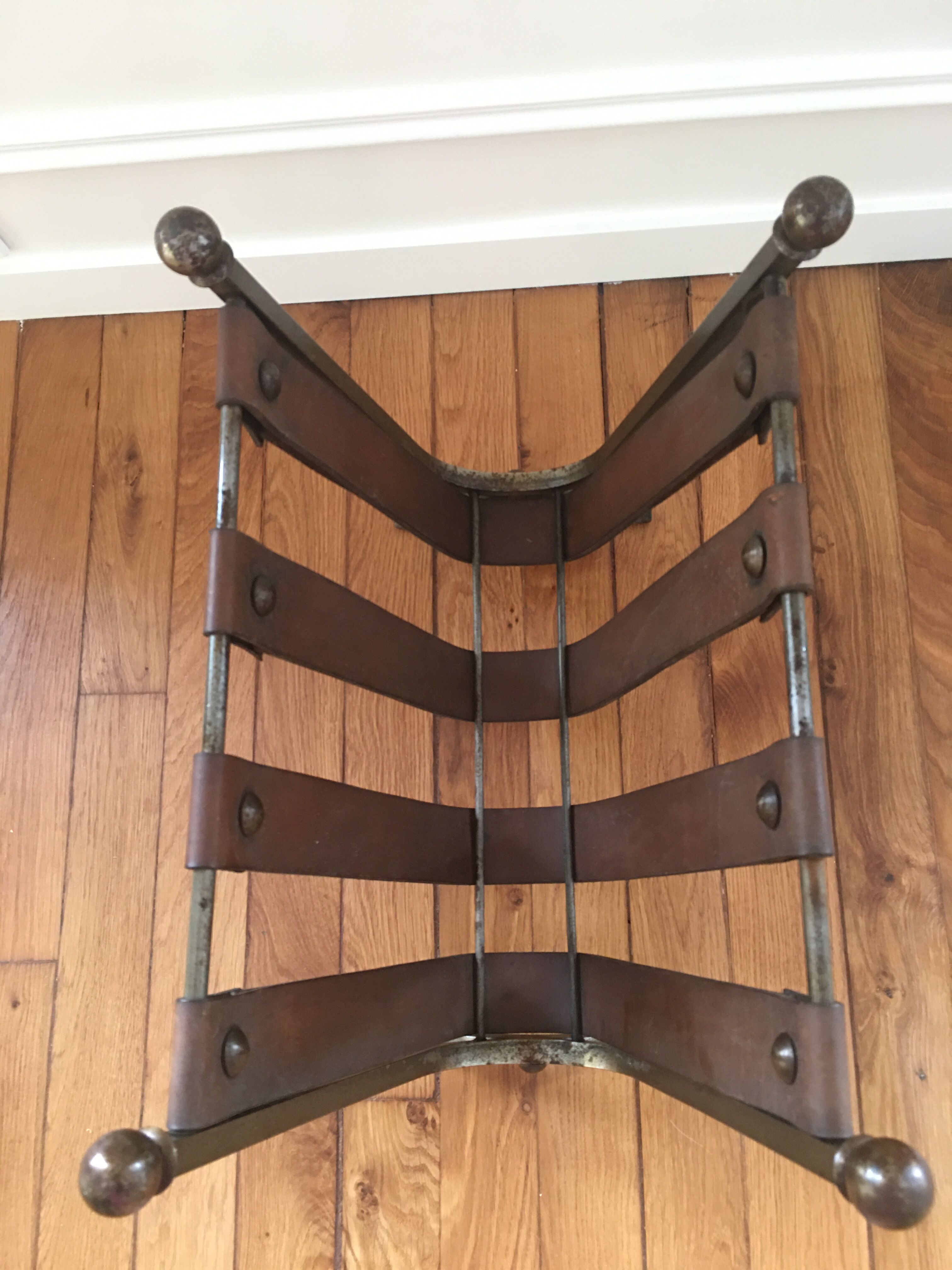 Leather and iron forge magazines holder
