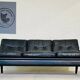 Vintage danish retro nili stoppmøbler 3 person sofa in black leather 1960s