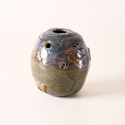 Terracotta photophore scenette owl in the moonlight