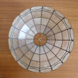 Chandelier pendant lamp in mother-of-pearl and vintage brass