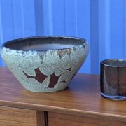 Coupe / cache-pot céramique Accolay signé – Grès émaillé vintage 60