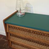 Commode rotin pieds compas