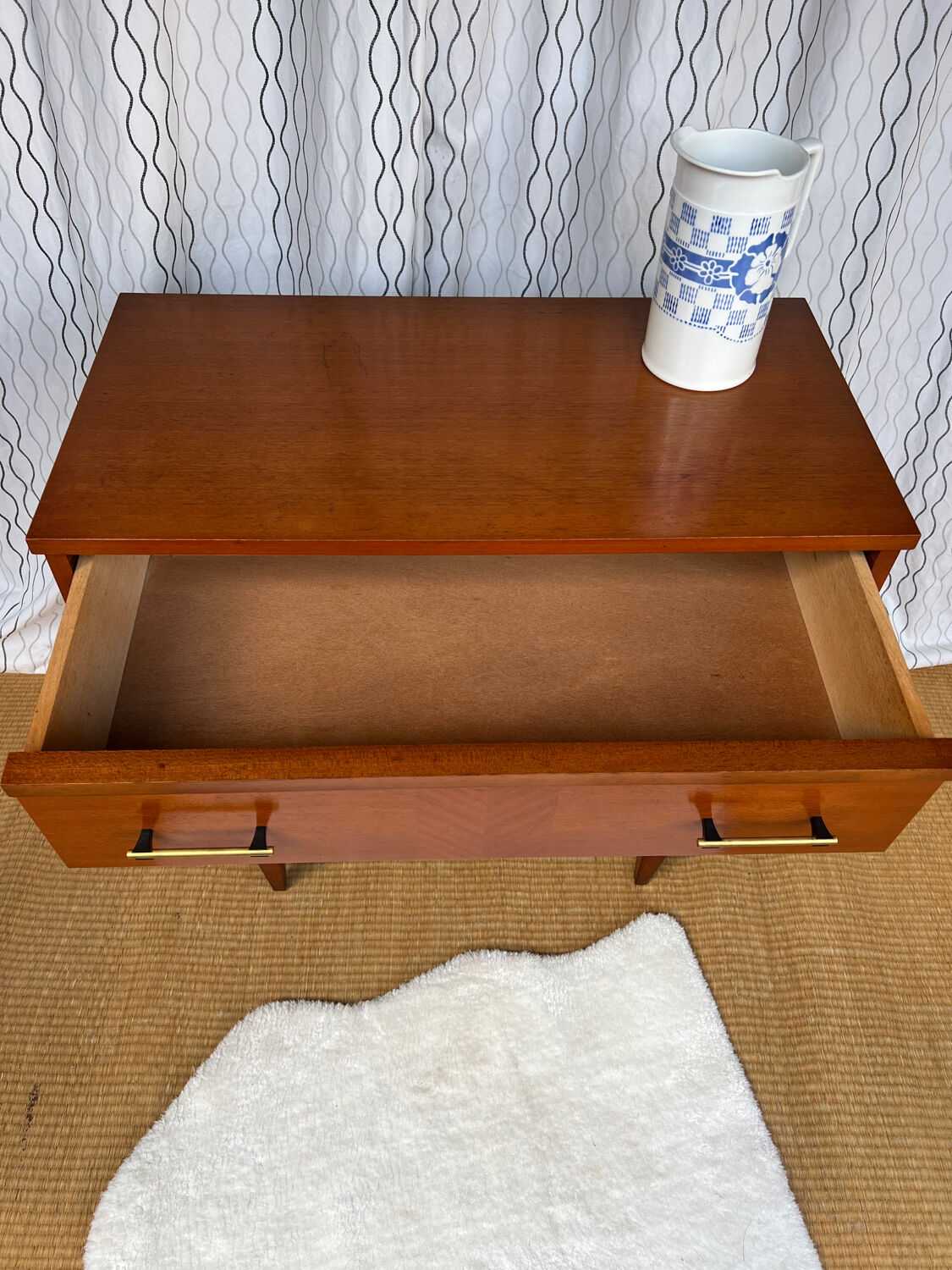 Vintage lacquered wooden chest of drawers