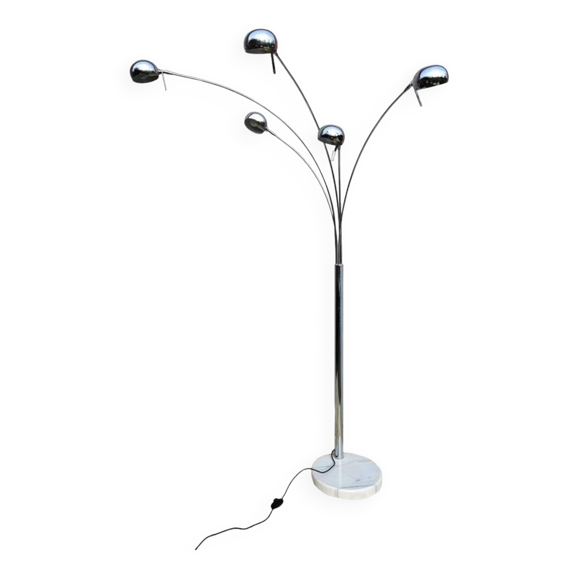 Vintage ARC floor lamp with 5 adjustable chrome arms on marble base