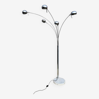 Vintage ARC floor lamp with 5 adjustable chrome arms on marble base