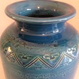 Blue / vintage ceramic ball vase 70s