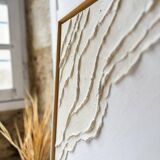 White and cream textured relief painting