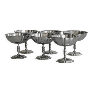 6 coupelles sur pied - inox