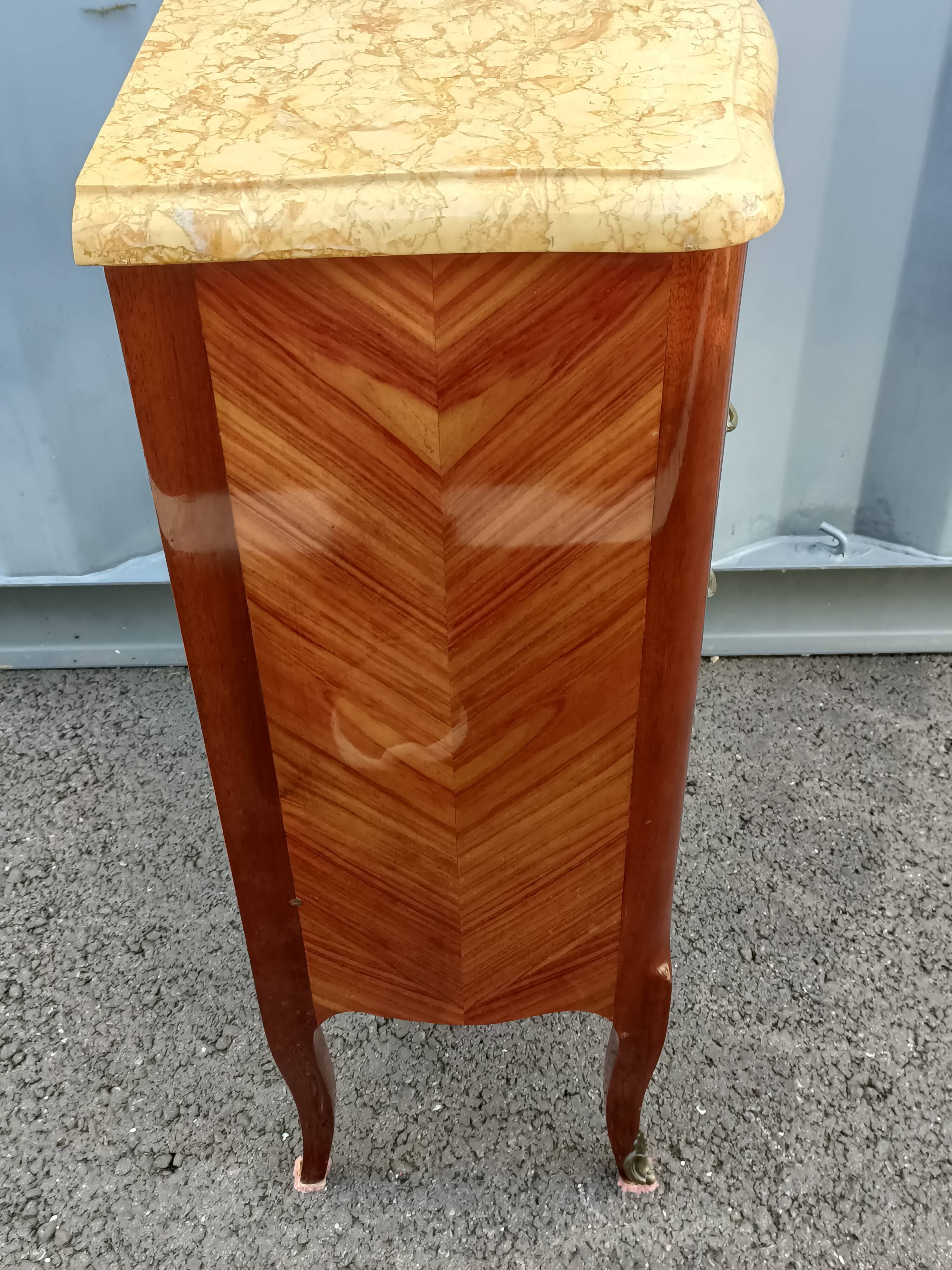 Dresser chiffon marquetry style louis xv marble top