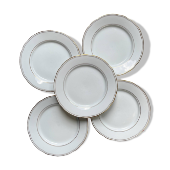 5 Small vintage golden white porcelain plates Czechoslovakia Bohemia