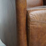 Brown Aviator design armchair made of cowhide leather