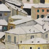 Painting on vintage canvas