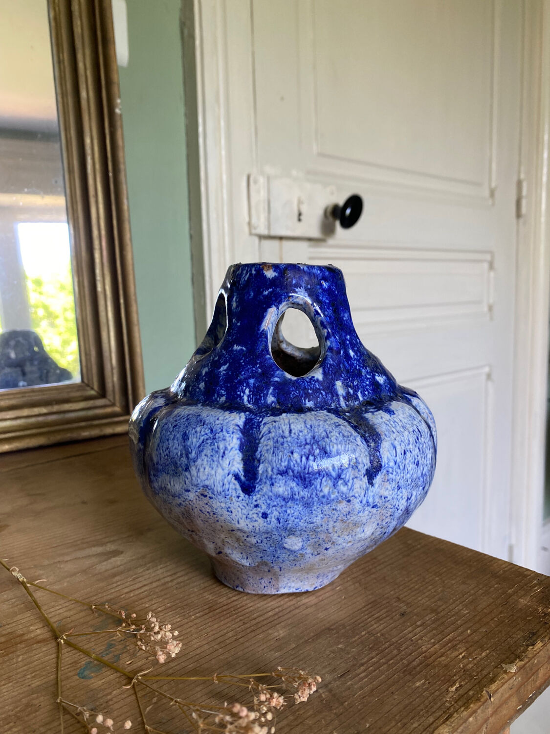 Fat lava glazed ceramic vase