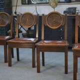 Ensemble de 6 chaises avec assises en cuir par Étienne Kohlmann 1960’s