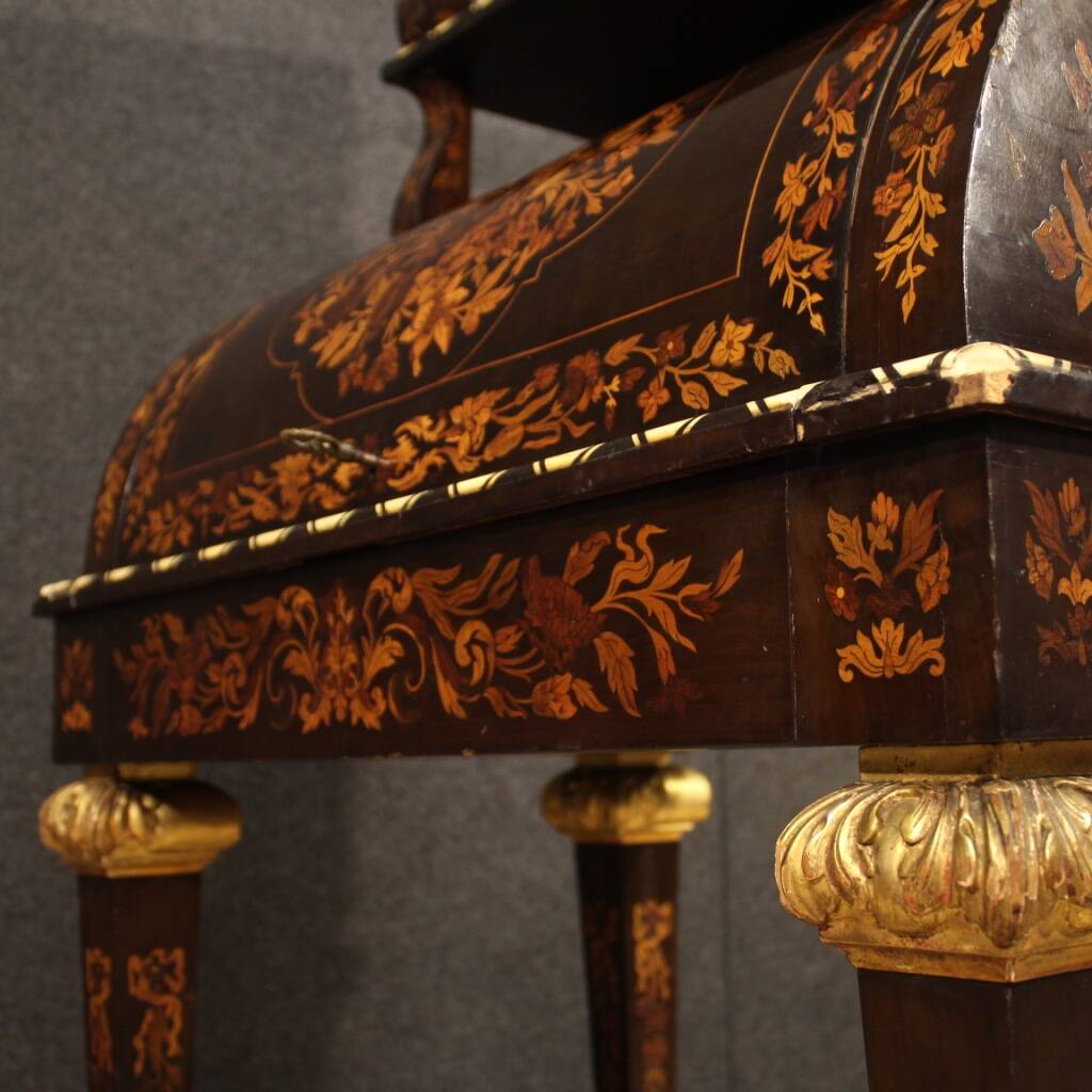 Napoleon III style marquetry cylinder desk