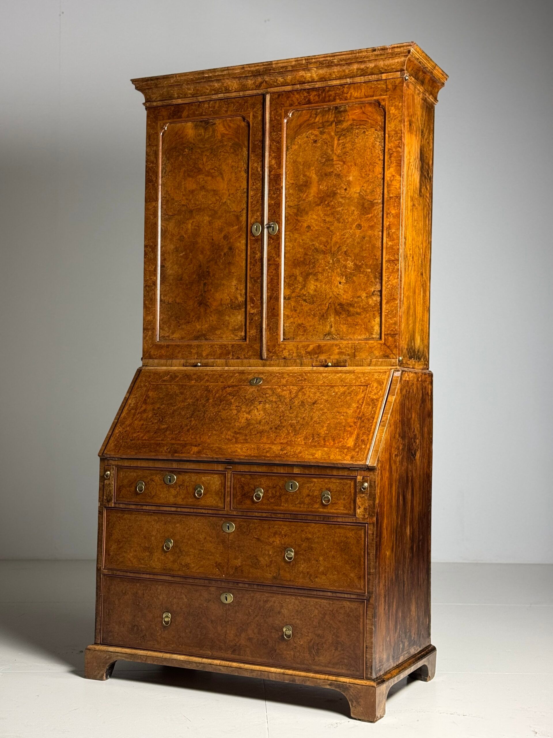 Burr walnut bureau bookcase 19th century