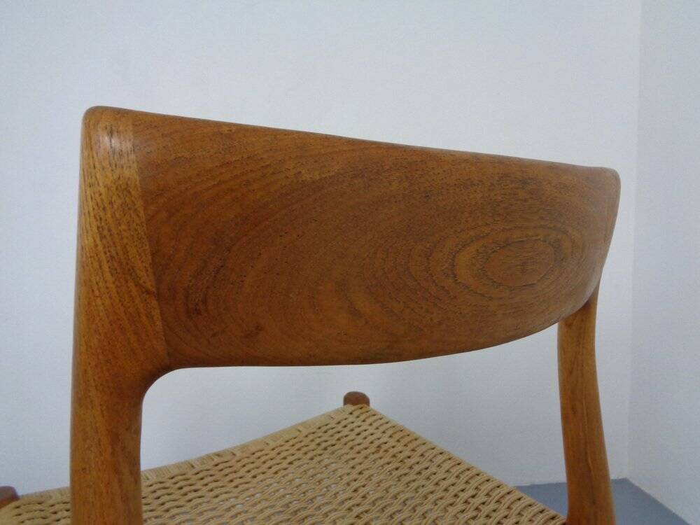 Model 77 Dining Chair in Teak and Papercord by Niels Otto Møller for J.L. Møllers, 1960s