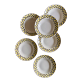 Set of 6 vintage hollow plates with yellow and black décor