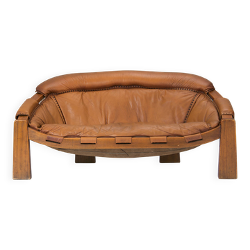 Italian Brutalist 2-Seater Sofa by Luciano Frigerio