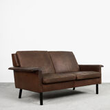 Canapé 2 places vintage moderne en cuir marron 3330 par Arne Vodder pour Fritz Hansen