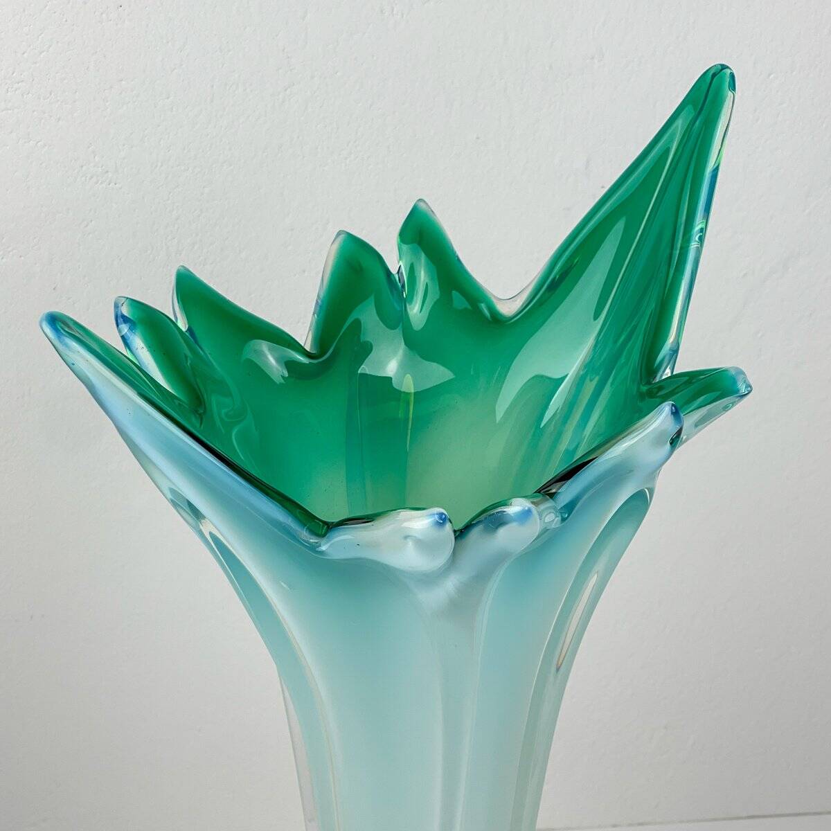 Vintage Murano Vase Grand Blue-Green, Italy, 1970s