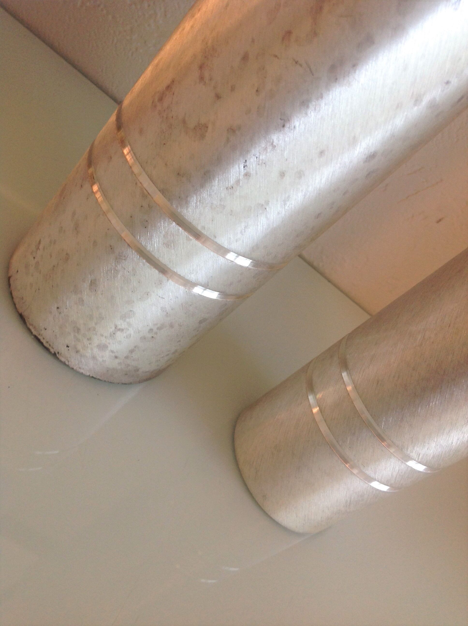 Pair of vases metal rolls brushed silver / vintage year old 70