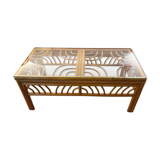 Glass and rattan coffee table