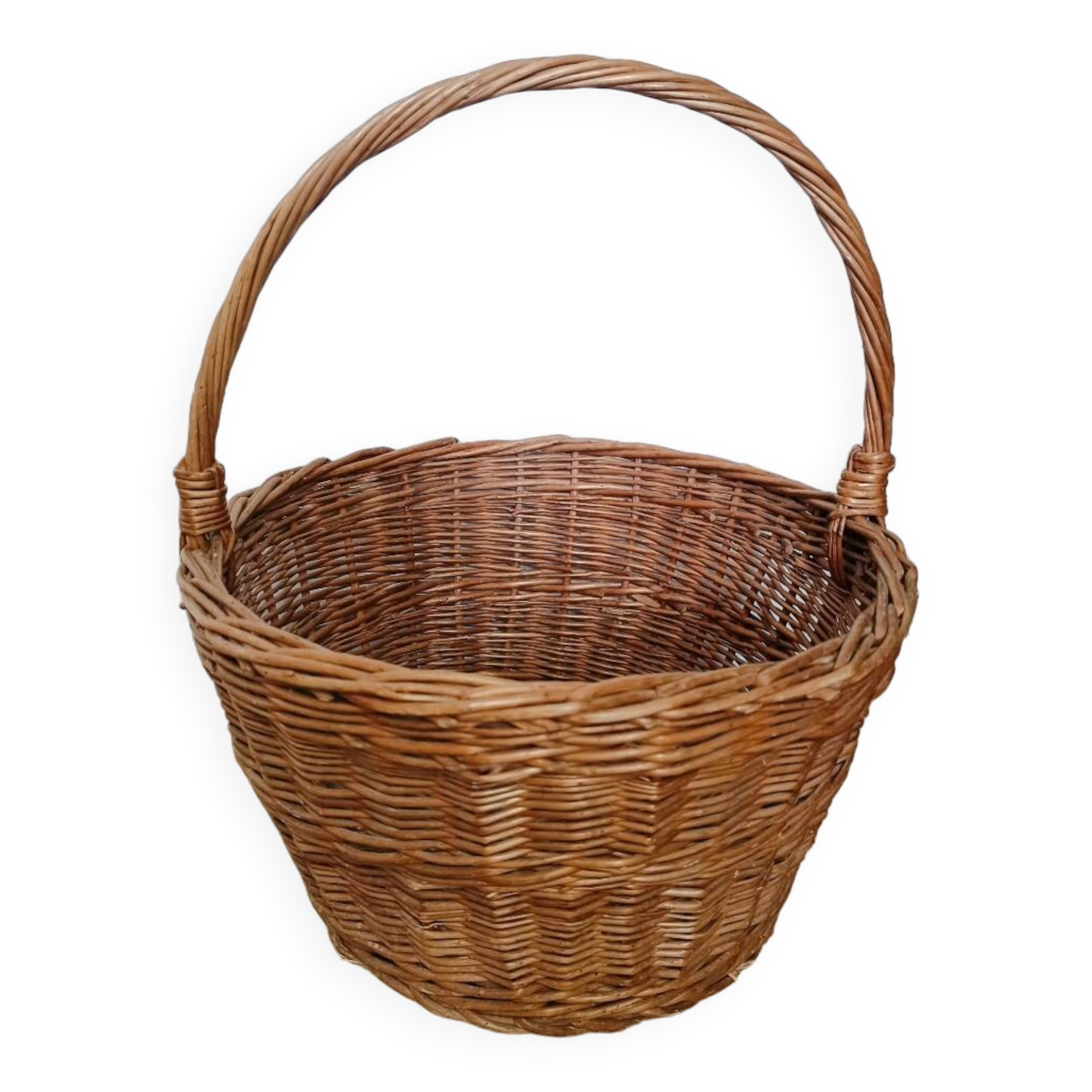 Large round vintage wicker basket