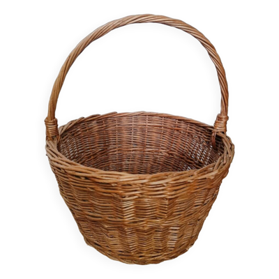 Grand panier rond en osier vintage