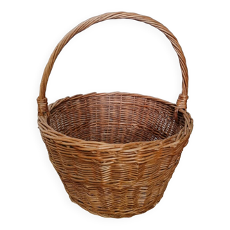 Grand panier rond en osier vintage