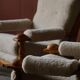 Henning Kjærnulf, lounge chairs in oak and lambswool, mid-century Danish, 1960s.