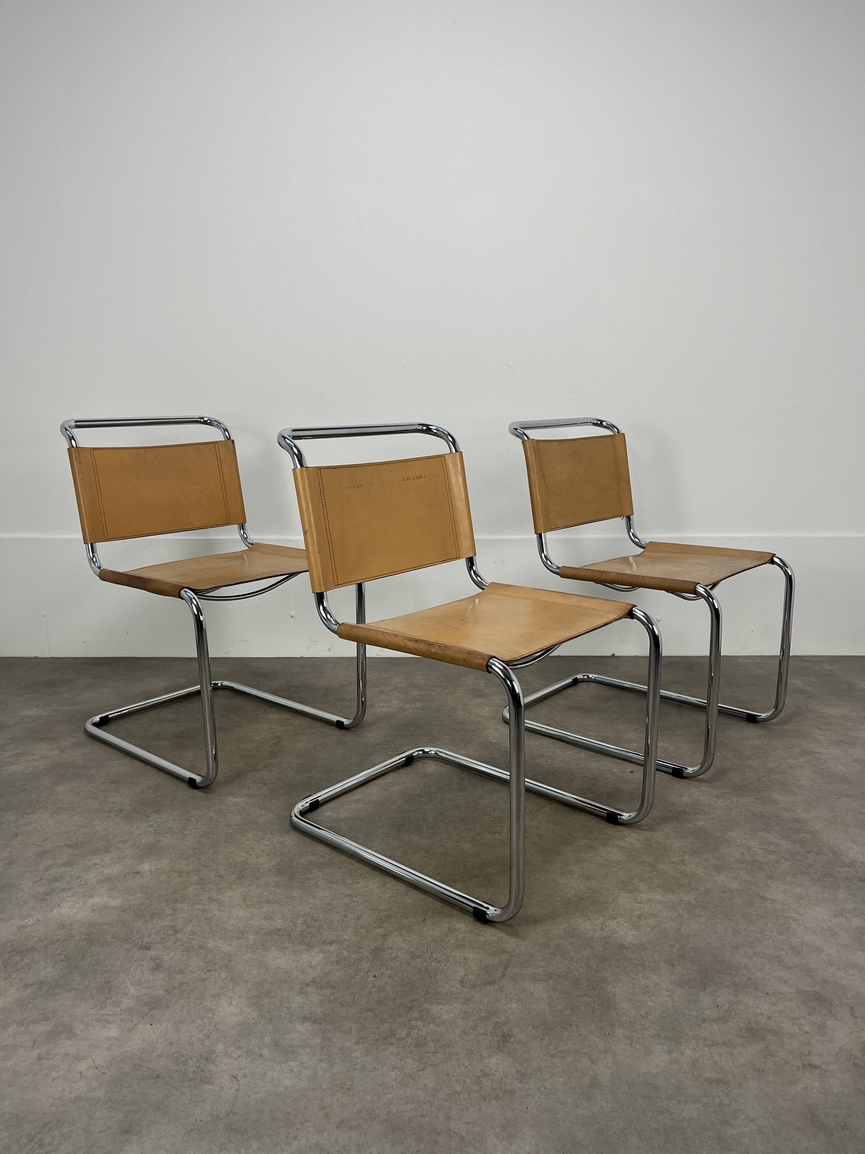 3 B33 Marcel Breuer chairs, 1980, leather