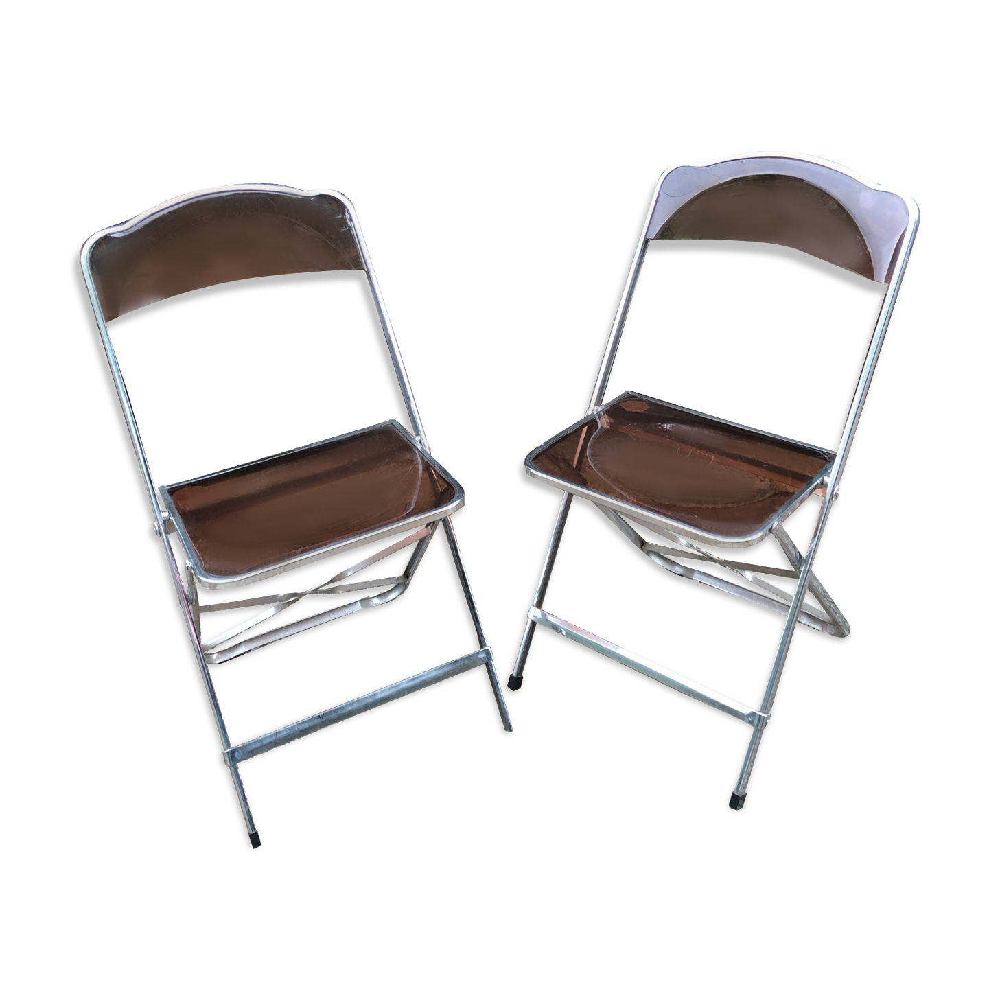 Paire de chaises pliantes transparentes