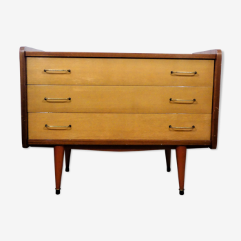 Chest of drawers 60s-spindle feet-vintage laquered dresser